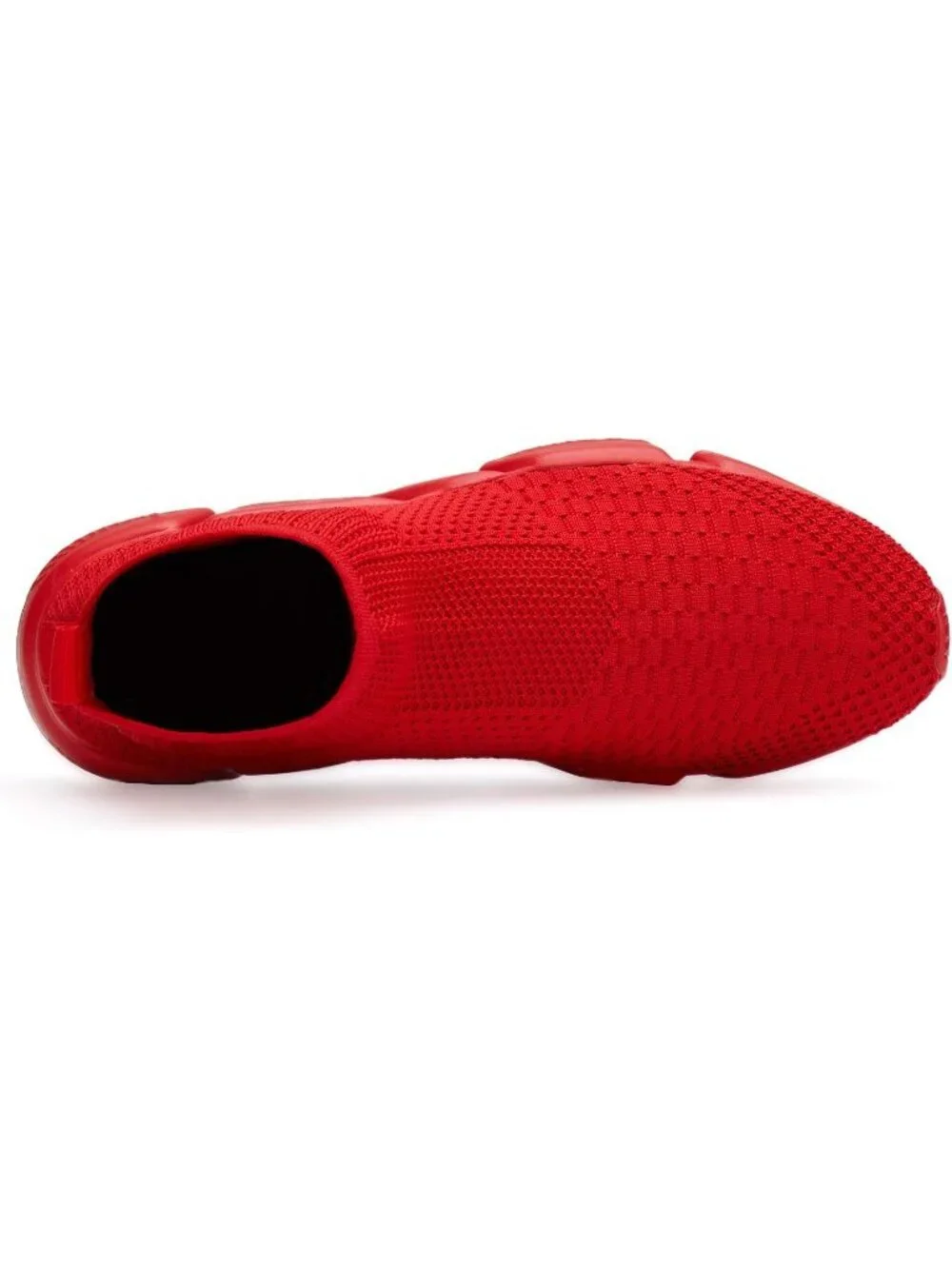 Men's Red Lightweight High Top Sneakers Breathable Knit Athletic Running Shoes